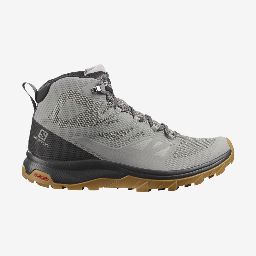 SALOMON OUTLINE MID GORE-TE Philippines - Men's Hiking Boots - Grey | 589637-EAK